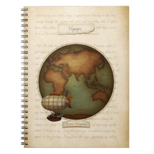 Neo-Victorian Western Hemisphere Map Steampunk Notebook