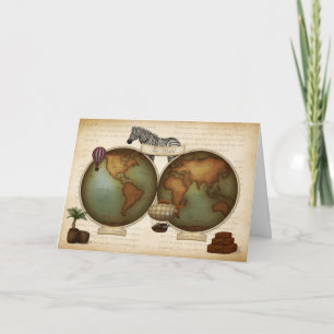 Neo-Victorian World Traveller Atlas Steampunk Map Card