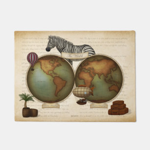 Neo-Victorian World Traveller Atlas Steampunk Map Doormat