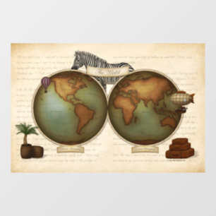 Neo-Victorian World Traveller's Atlas Window Decal