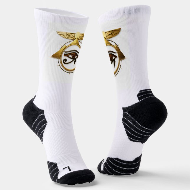 NeoAnkh 3D Eye of Horus Pyramids Winged Sun Disk  Socks (Angled)