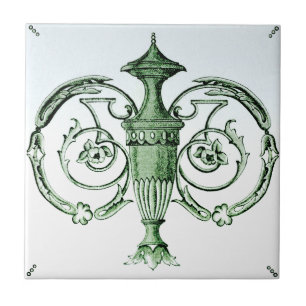 Neoclassical Green Urn 1880s Transferware Repro Tile