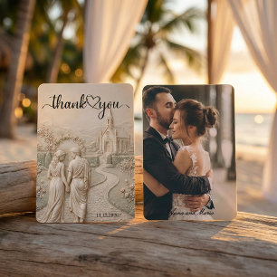 Neoclassical Romantic Garden Architecture Art Thank You Card