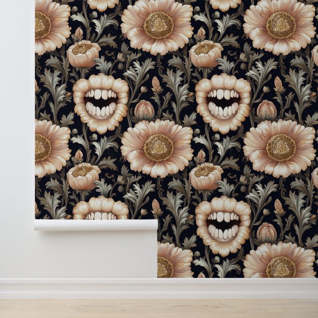Neoclassicism Flowered Teeh Dental Clinic Decor Wallpaper (Application)