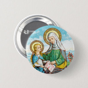 NeoGothic St. Anne and Young Mary (SAU 29) 2 Inch Round Button