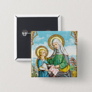 NeoGothic St. Anne and Young Mary (SAU 29) 2 Inch Square Button