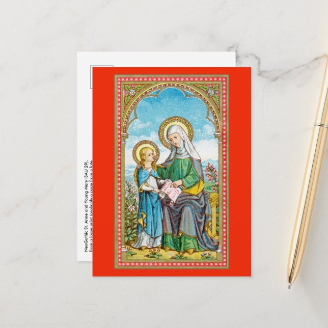 NeoGothic St. Anne and Young Mary (SAU 29) Postcard (Front/Back In Situ)