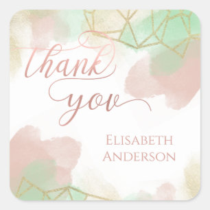 Neomint blush gold watercolor geometrical square sticker
