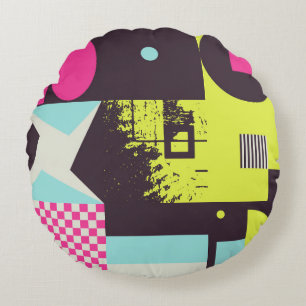 Neomodern aesthetics of brutalism design poster co round pillow