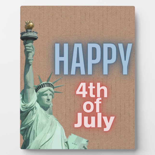 Neon 4th of July Liberty Statue Tabletop Plaque (Front)