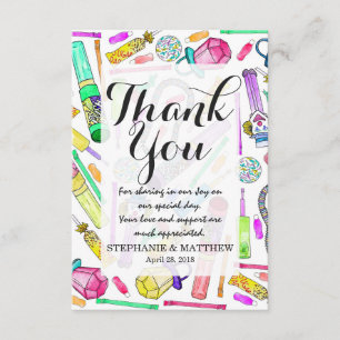 Neon 80's 90's Retro Funny Candy Pattern Thank You Card