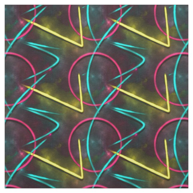 Neon 80s Abstract Geometric Pattern Fabric (Swatch)