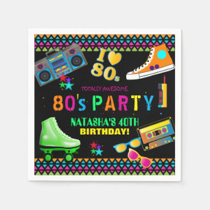 Neon 80's Birthday Party Napkin