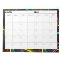 Neon 80s Blank Calendar
