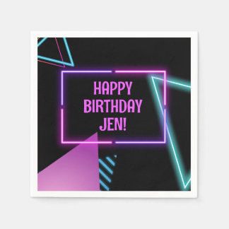 Neon 80s Party Editable Napkins 80s theme party