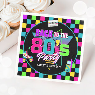 Neon 80s Retro Glow Throwback Birthday Napkins