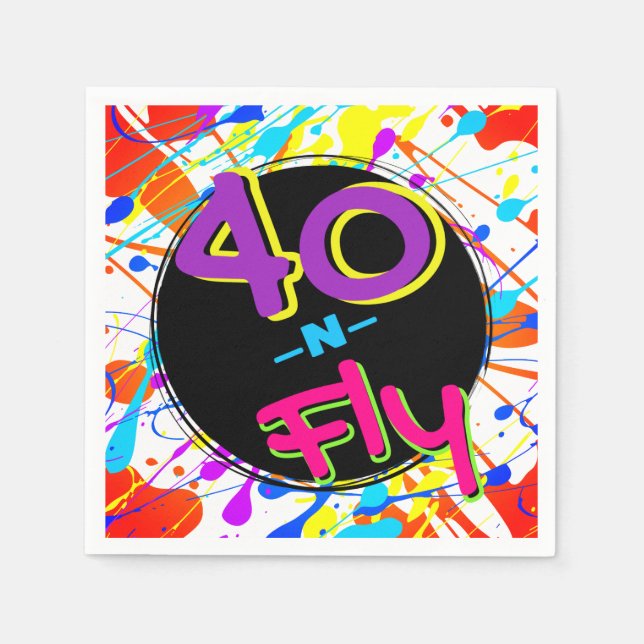 Neon 80's Theme |40 and Fly Hip Hop 40th Birthday Napkin (Front)