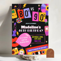 Neon 80s vs 90s Retro Disco Mixtape Birthday Party