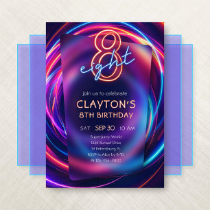 Neon 8e anniversaire Invitation