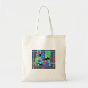 neon 90s 80s grid design tote bag