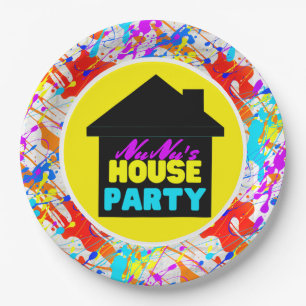 Neon 90's Retro Hip Hop Theme House Party Colourfu Paper Plate