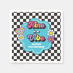 Neon 90s Retro Nine is a Vibe 9th Birthday Napkin