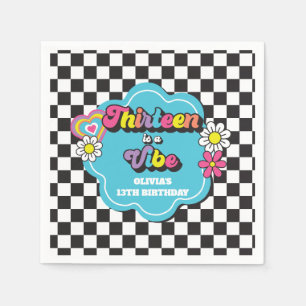 Neon 90s Retro Thirteen is a Vibe 13th Birthday Napkin