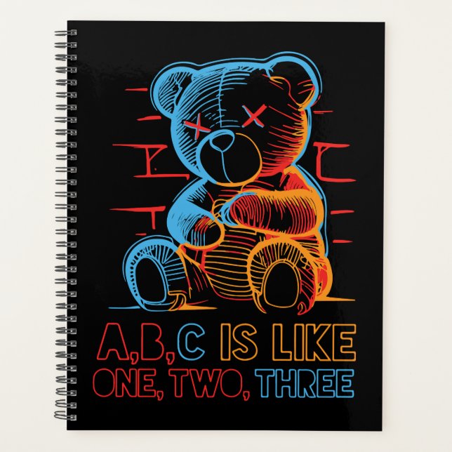 Neon ABC Teddy Bear Planner (Front)