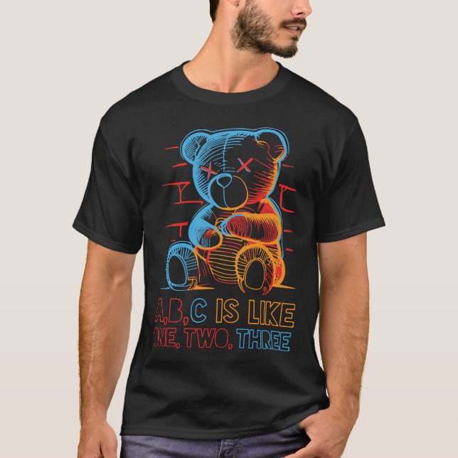 Neon ABC Teddy Bear T-Shirt (Front)