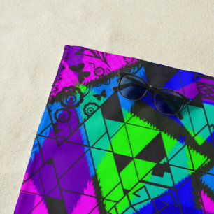 Neon abstract . beach towel