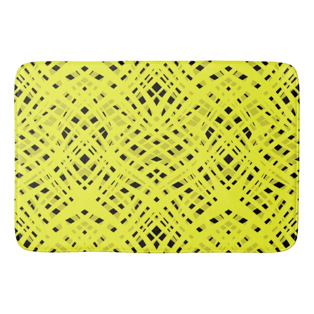 Neon, abstract , black ,yellow bath mat (Front)