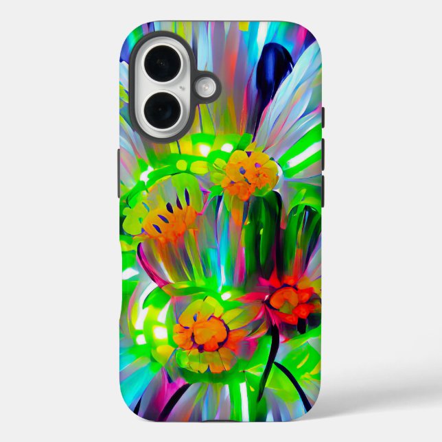 Neon Abstract Daisies with Vivid Colours Case-Mate iPhone Case (Back)