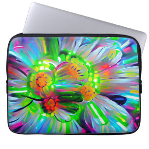 Neon Abstract Daisies with Vivid Colours Laptop Sleeve