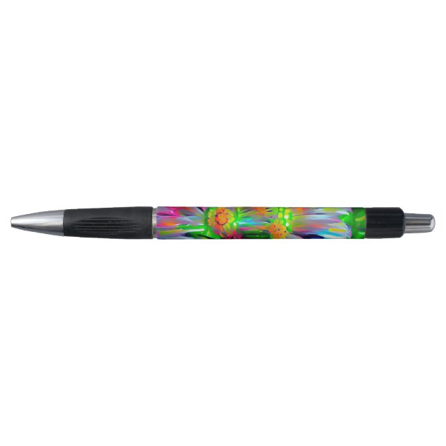 Neon Abstract Daisies with Vivid Colours Pen (Front)