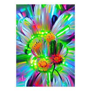 Neon Abstract Daisies with Vivid Colours Photo Print