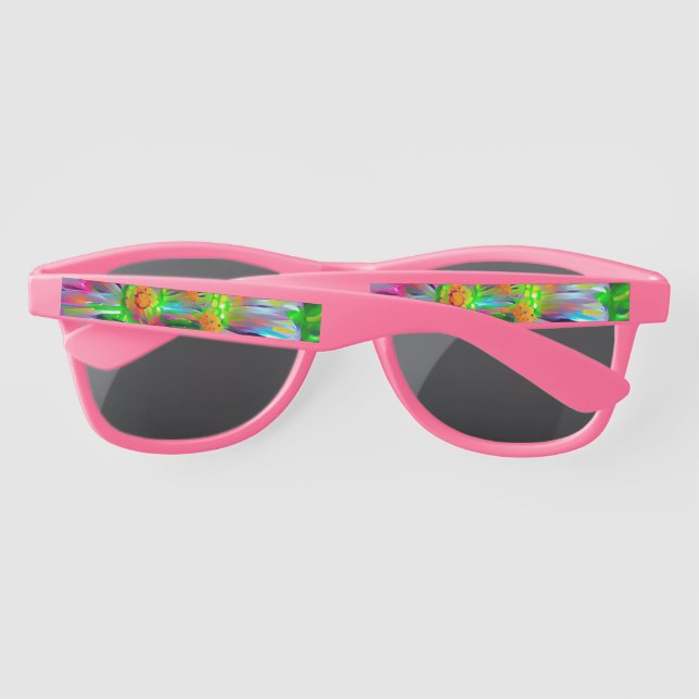 Neon Abstract Daisies with Vivid Colours Sunglasses (Back)