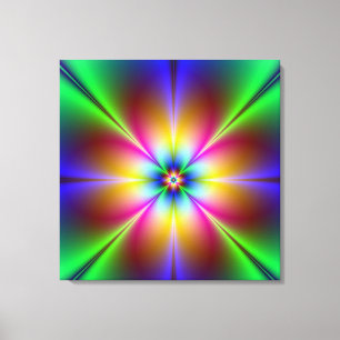 Neon Abstract Daisy Wrapped Canvas Print
