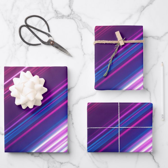 Neon Abstract Glow Pattern Design Wrapping Paper Sheet (Front)