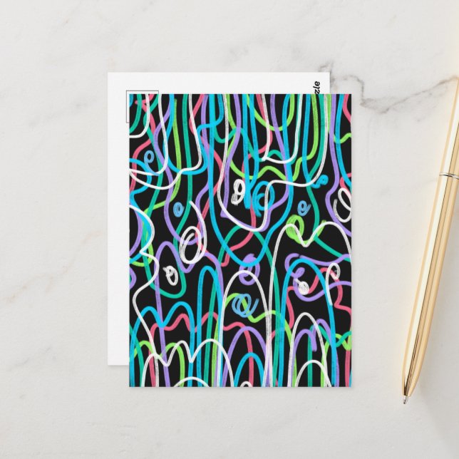 Neon Abstract Painting  Postcard (Front/Back In Situ)