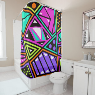 neon abstract shower curtain