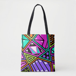 neon abstract tote bag
