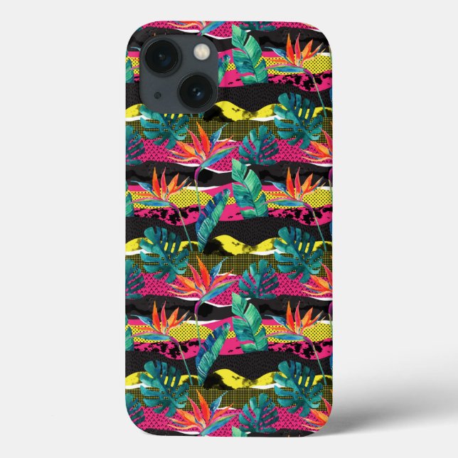 Neon Abstract Tropical Texture Pattern Case-Mate iPhone Case (Back)