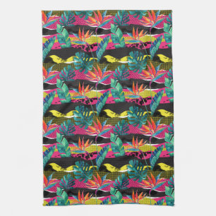 Neon Abstract Tropical Texture Pattern Kitchen Towel