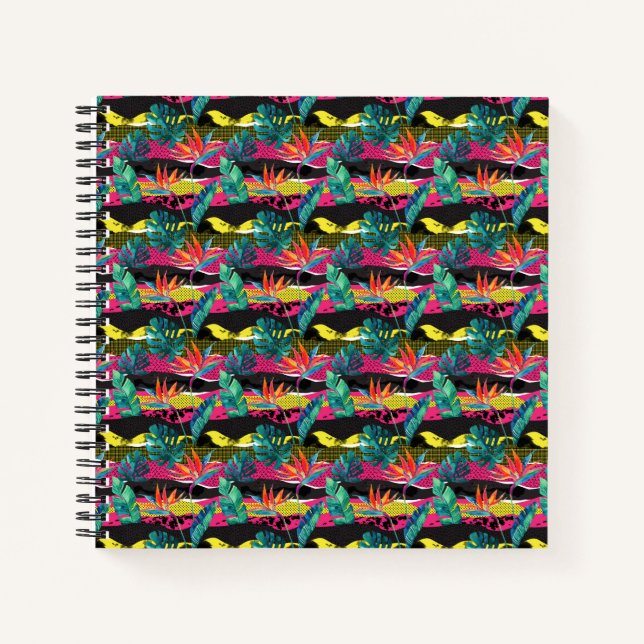 Neon Abstract Tropical Texture Pattern Notebook (Front)
