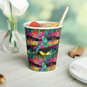 Neon Abstract Tropical Texture Pattern Paper Cups
