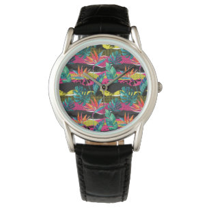 Neon Abstract Tropical Texture Pattern Watch