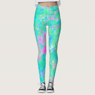 Neon Acid Exotic Tropical Fest Pattern Leggings