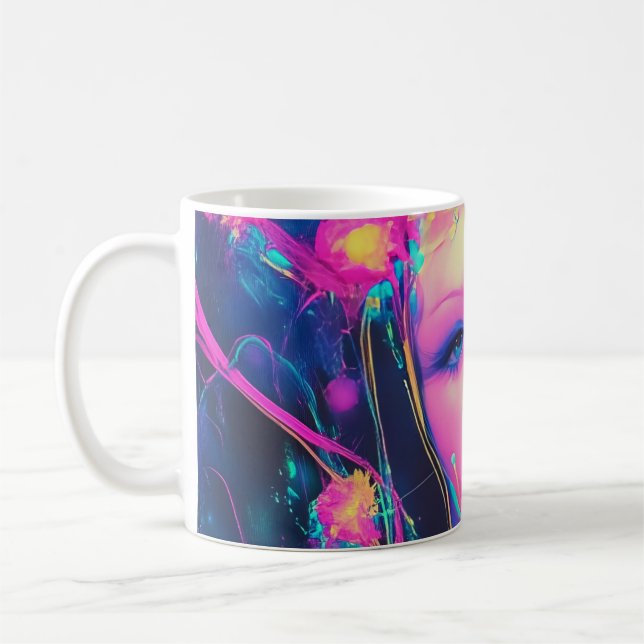 Neon Alien Goddess  Coffee Mug (Left)