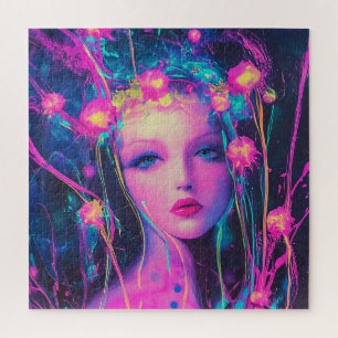 Neon Alien Goddess Jigsaw Puzzle