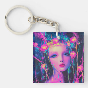 Neon Alien Goddess  Keychain